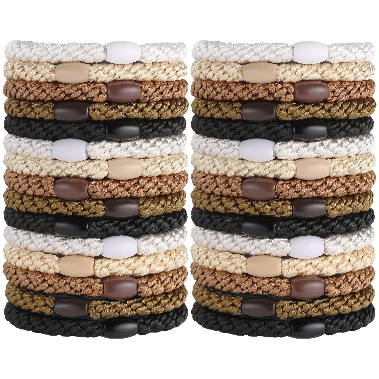 

30 Pcs No Damage Hair Ties for Thick Hair, Ponytail Holders Elastic Bands, 5 Neutral Colors