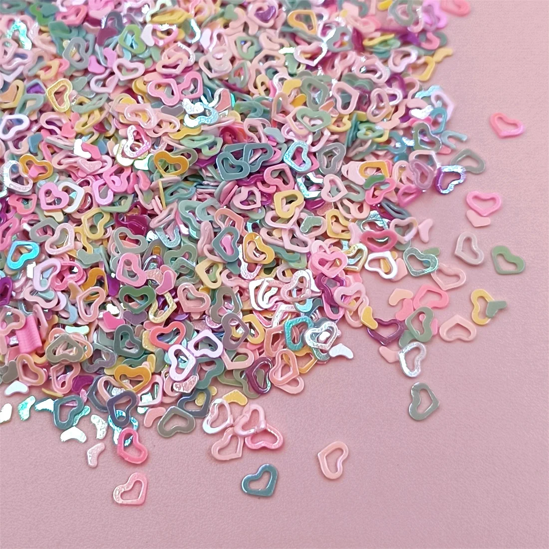 4mm about 2000Pcs Hollow Heart Sequin DIY Handmade Crystal Drop Glue Nail Art Decoration Material Filler Phone Case Patches