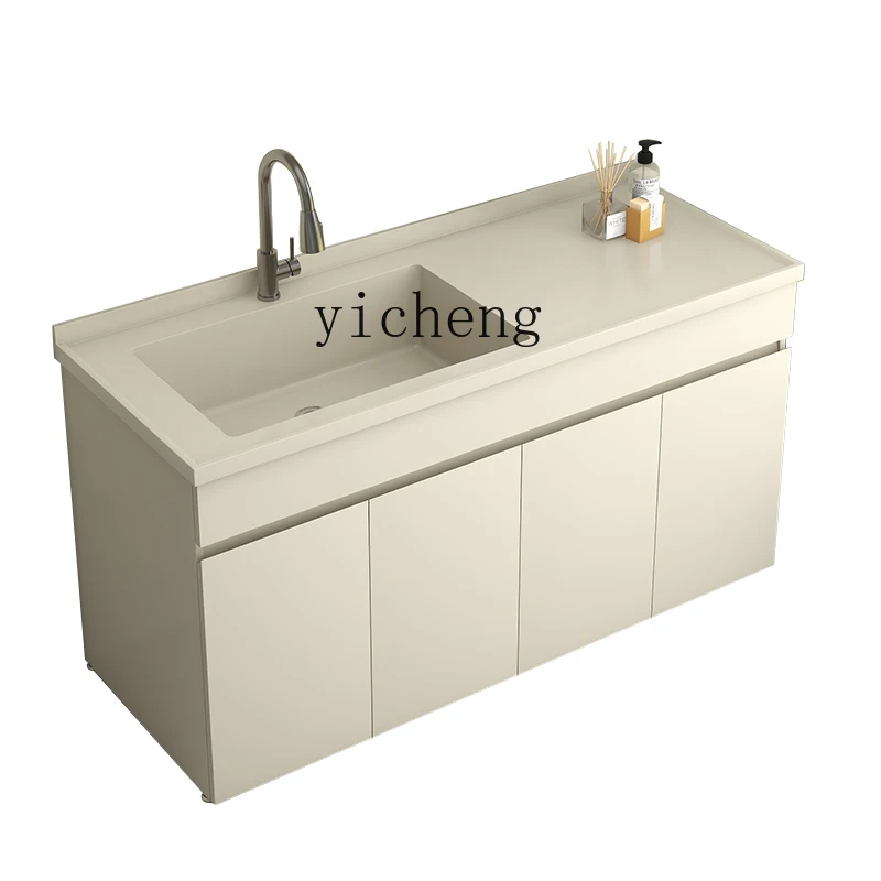 

ZC Baked Porcelain Stainless Steel Balcony Wash Wardrobe Honeycomb Aluminum Integrated Waterproof Face Washing Wash Basin