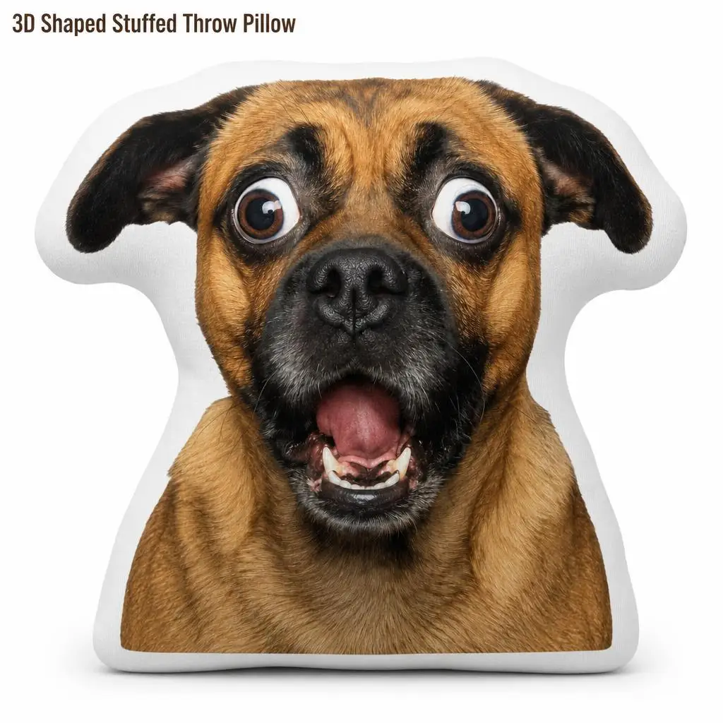 Shocked Dog Funny Expression Pet Plush Pillow Cushion Irregular Stuffed Throw Pillow Home Decor Gift Sofa Bed