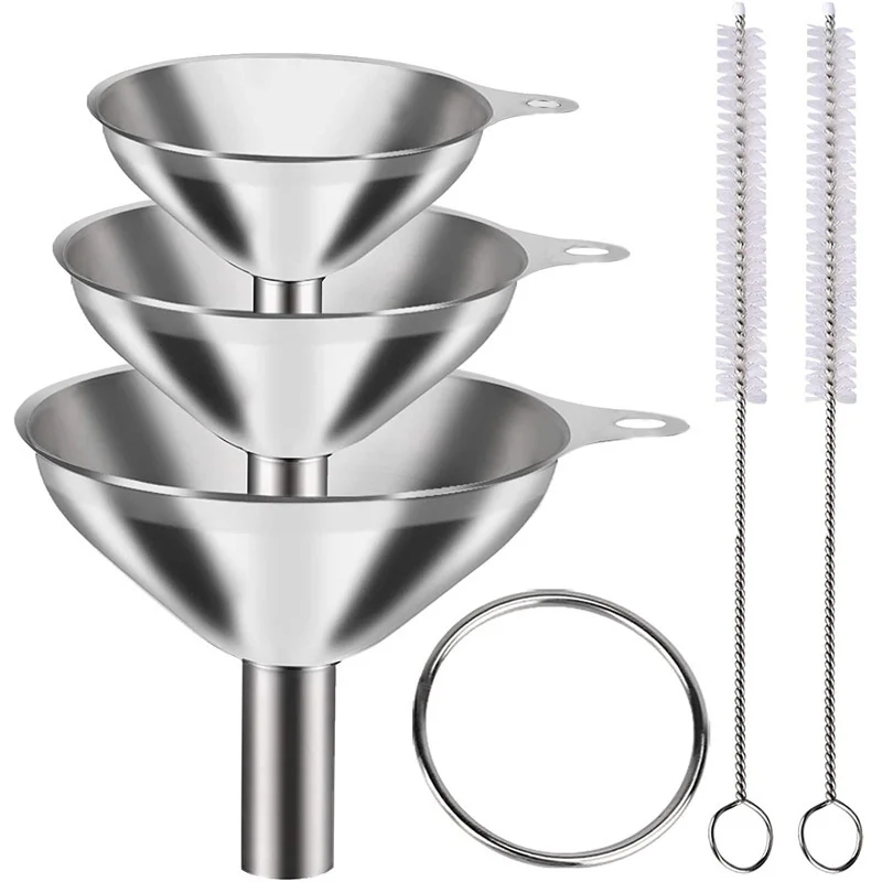 

5Pcs Metal Stainless Steel Funnel, Large Small Funnel Set Of 3, Food Grade Mini Funnels For Kitchen