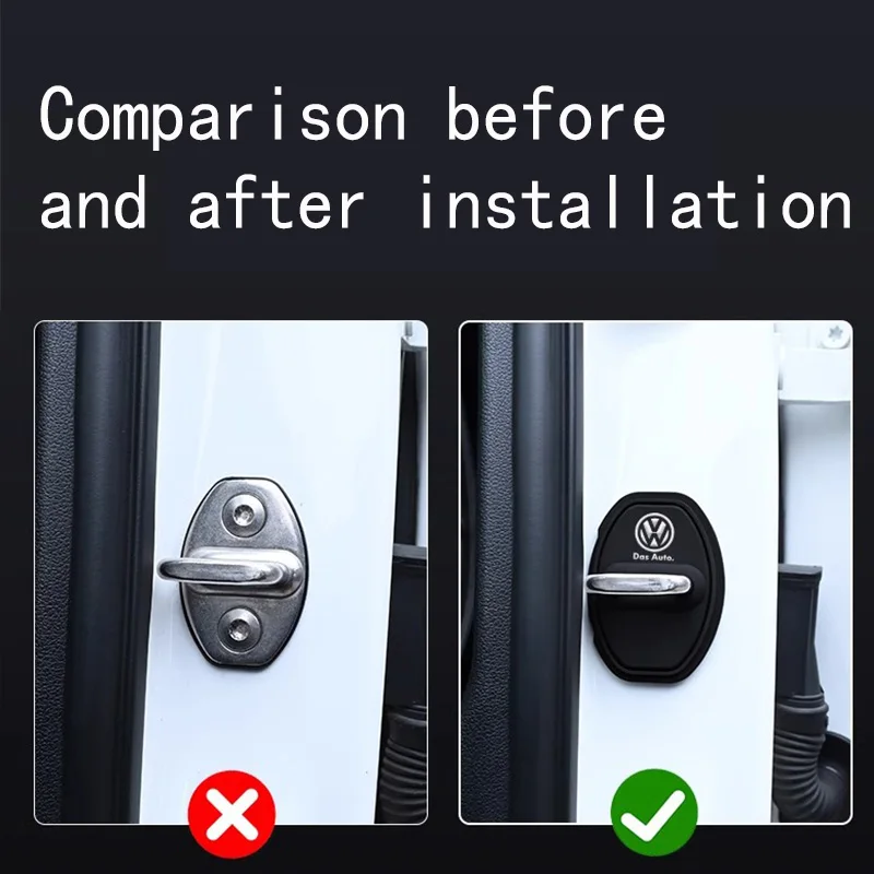 4Pcs Car Door Lock Protective Cover Auto Silica Gel Sticker Accessories For Volkswagen VW Rline R GTI Polo Passat Magotan Tiguan