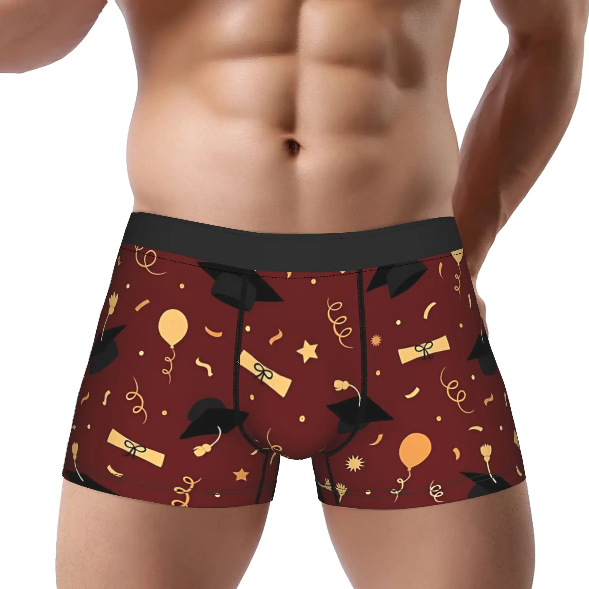 

Elegant Graduation Themed Burgundy class of 2026 Underpants Homme Panties Men's Underwear Print Shorts Boxer Briefs