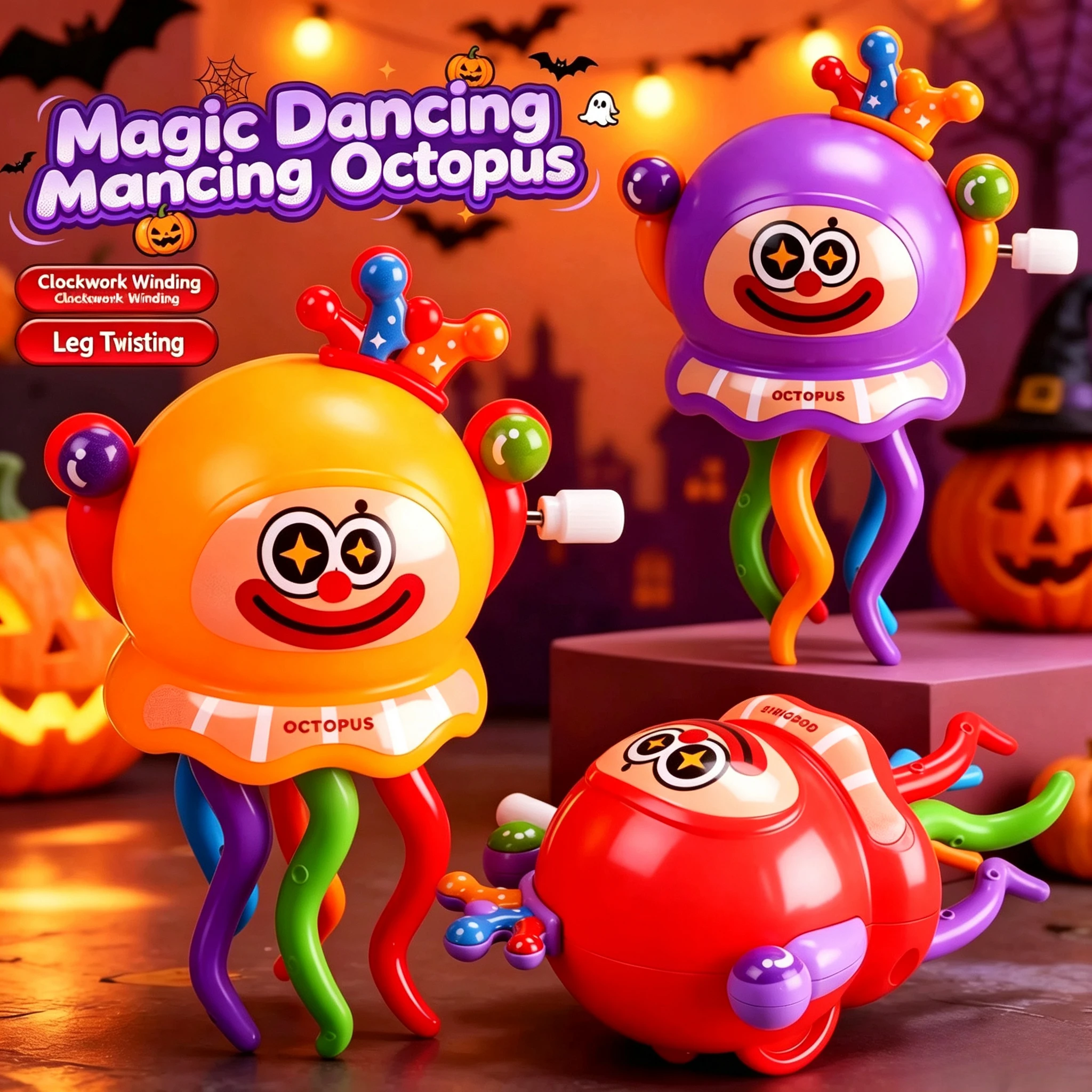 2026 Tiktok's Latest Popular Clockwork Dancing Clown Octopus Twisting Corn Fun Creative Stress-relieving Toy Gift