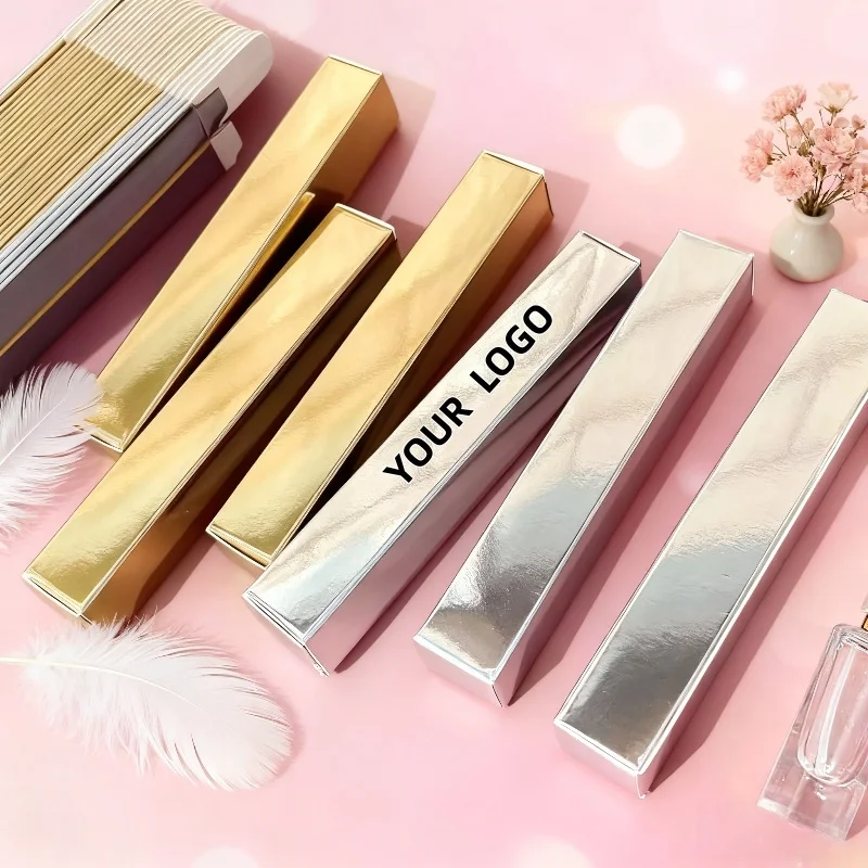 

【Индивидуальный логотип】50 шт. персонализированных золотых и серебряных бумажных коробок для косметики, средств по уходу за кожей и упаковочных материалов для косметики