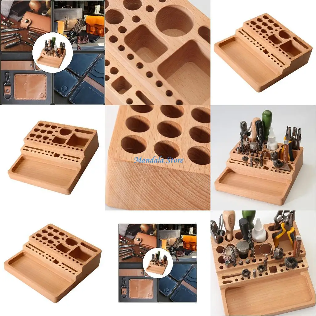 

U2JC Natural Leathercraft Organizers Practical Storage Box for Artistics Tool and Workshop Accessory