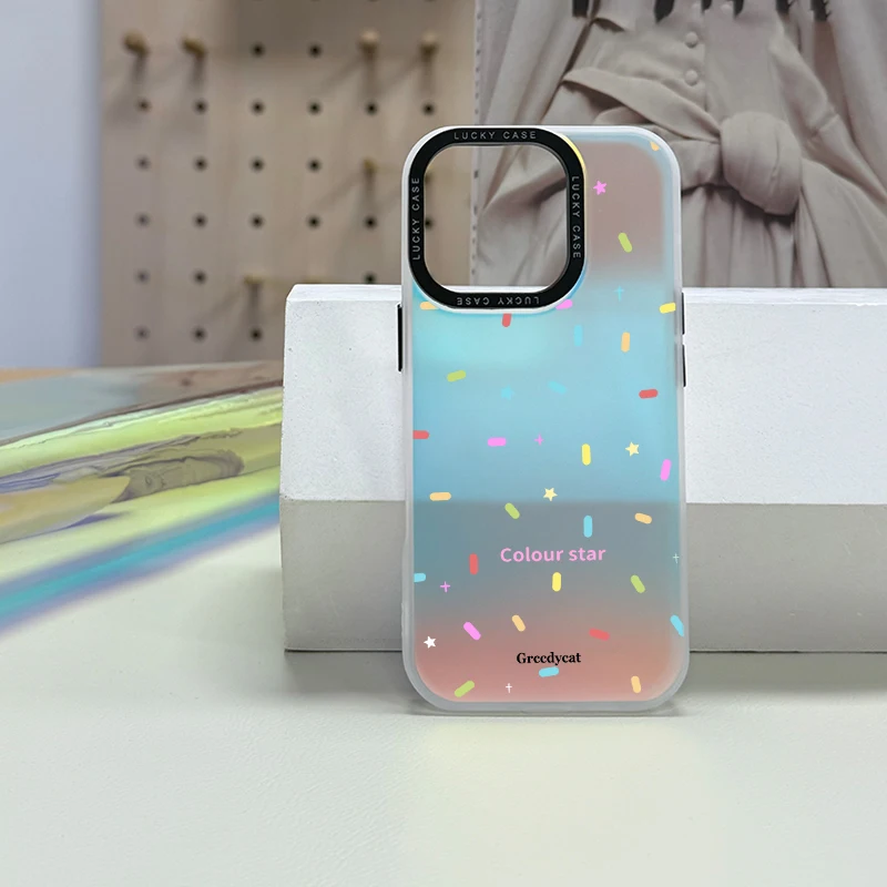 Colorful confetti  with Colour startextwith iPhone 16, 15, 14, 13, 12, 57 Pro Max, Pro, Design Shock-Resistant, Full-Coverage Te