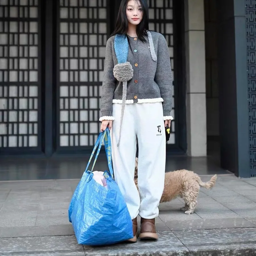 

Street Sle Men's Casual Pants Loose Fit Sweatpants with Embroidered Letters Autumn Winter Faionable Loose Trousers