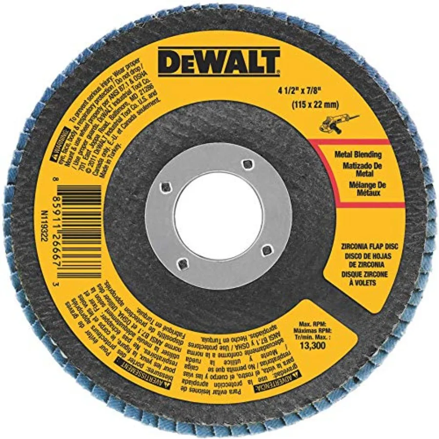 

DWA8207 T29 Flap Disc 60-Grit 4-1/2 x 7/8 in Sanding Disc for Metal Plastic Wood Applications Stainless Steel Gray Durability a