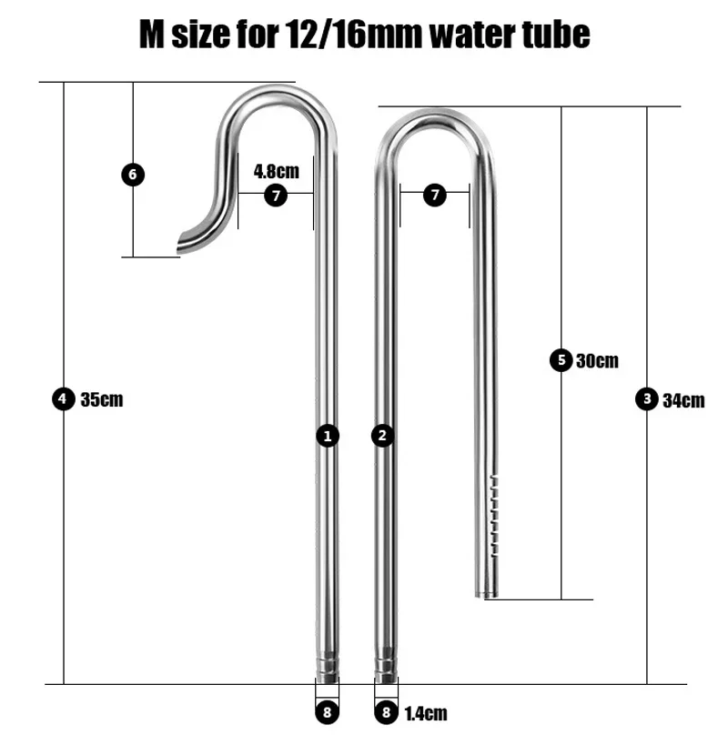 Lily Pipe Stainless Steel Inflow Outflow Fish Water Plant Tank Landscape Aquarium ADA Style