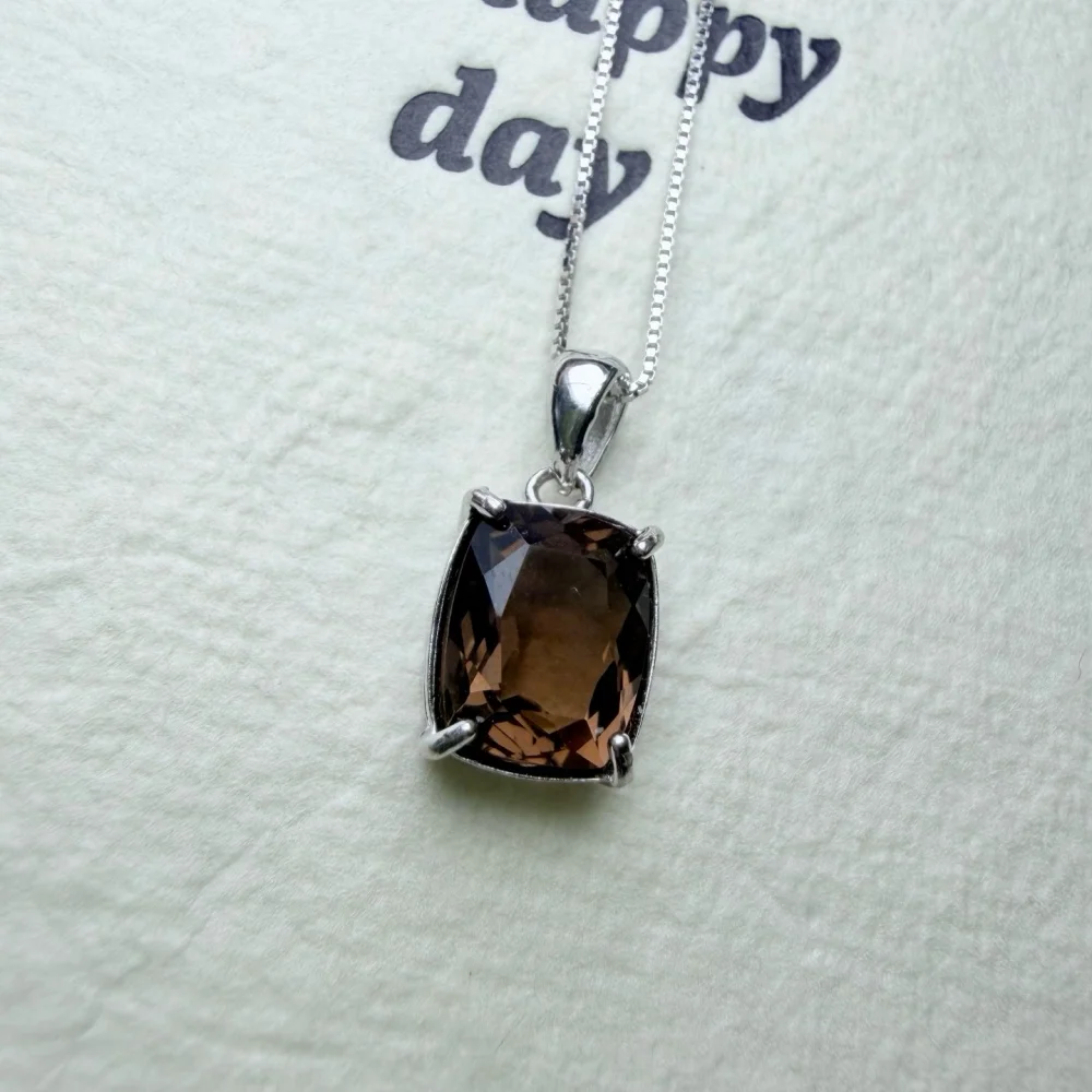 1PCS 8*10mm Natural Smoky Cube Crystal Quartz Pendant Polished Reiki Healing Crystal Jewelry Gift Rock Decoration
