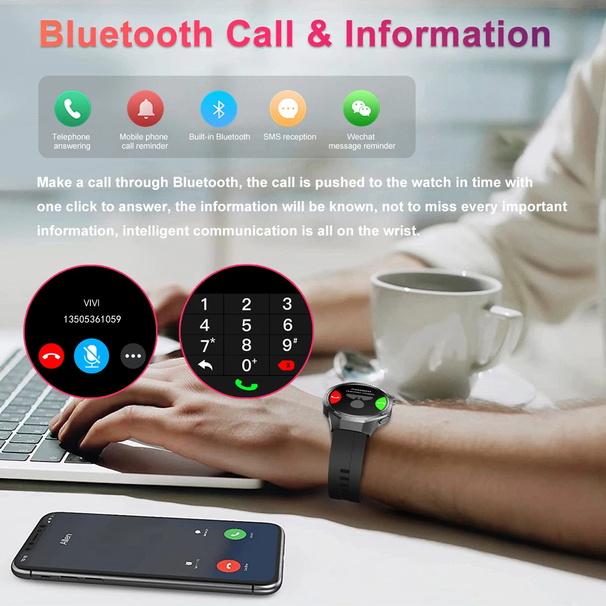 2024 New Smartwatch 1.53-inch 360*360 Resolution Screen Bluetooth Call SOS GPS Track and Fitness Health Monitoring For HAUWEI