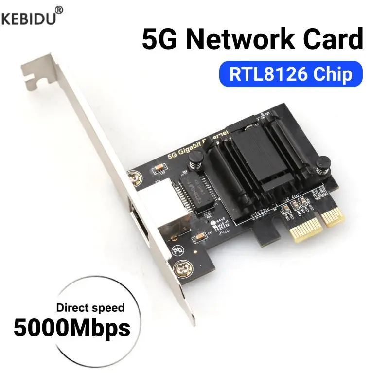 5G PCI-E To RJ45 Network Card RTL8126 Chip Gigabit Ethernet PCI Express Network Card 10/100/2500/5000Mbps For Desktop