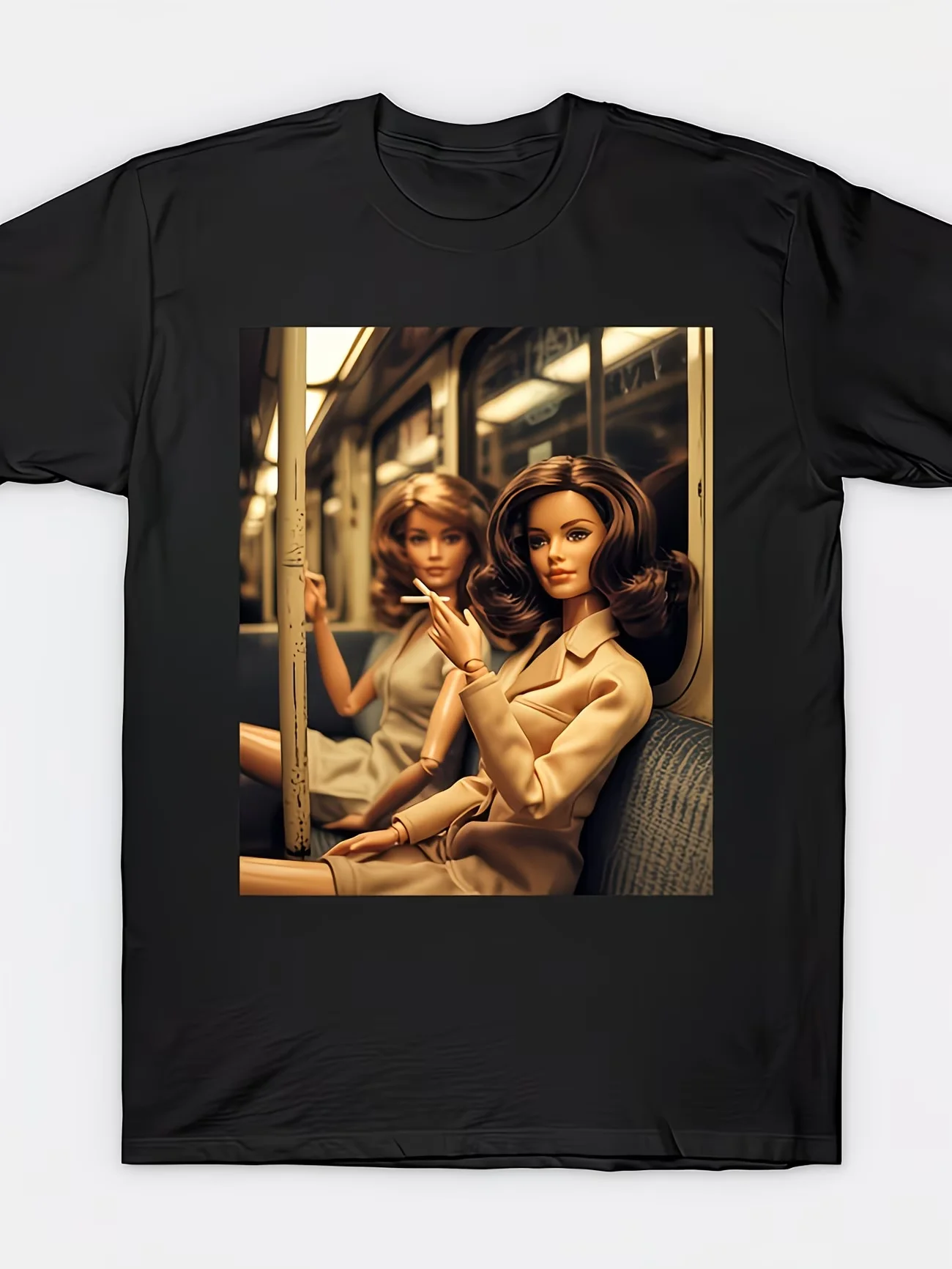 T-shirt humoristique et grotesque pour hommes et femmes, avec motif visage de poupée et ambiance fumeuse, Streetwear, surdimensionné, Punk, Hipster, Grunge