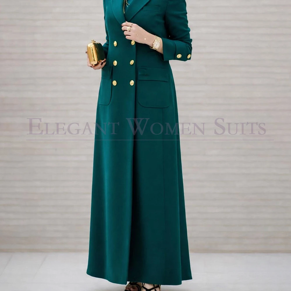 Luxury Dubai Women's Abayas Blazer High Quality Double Breasted Peak Laple Long Jacket Customized 1 Piece Coat Outfits