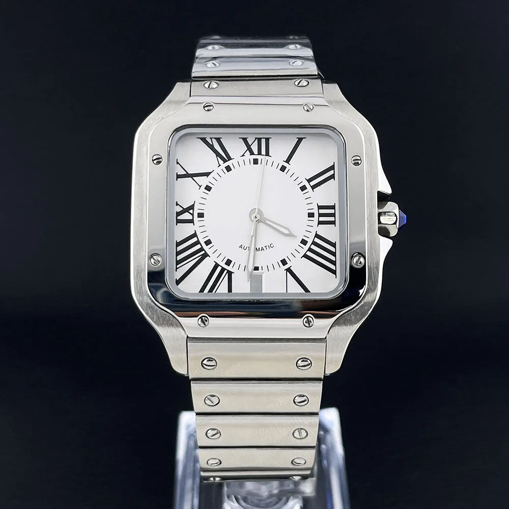 Nuevo reloj NH35 para hombre, caja cuadrada, esfera romana, fecha a las 6 en punto, esfera adecuada para reloj con movimiento NH35