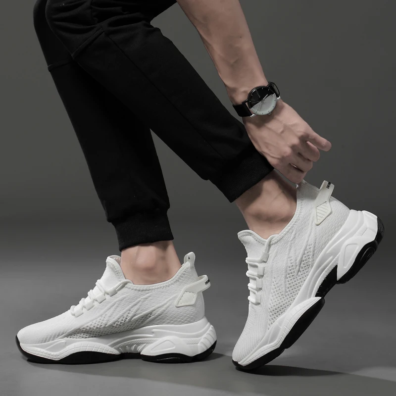 Elevator Shoes Men White Sneakers Hidden Heels Heightening Shoes For Men Fashion Black Breathable 6cm Sports Taller Shoe