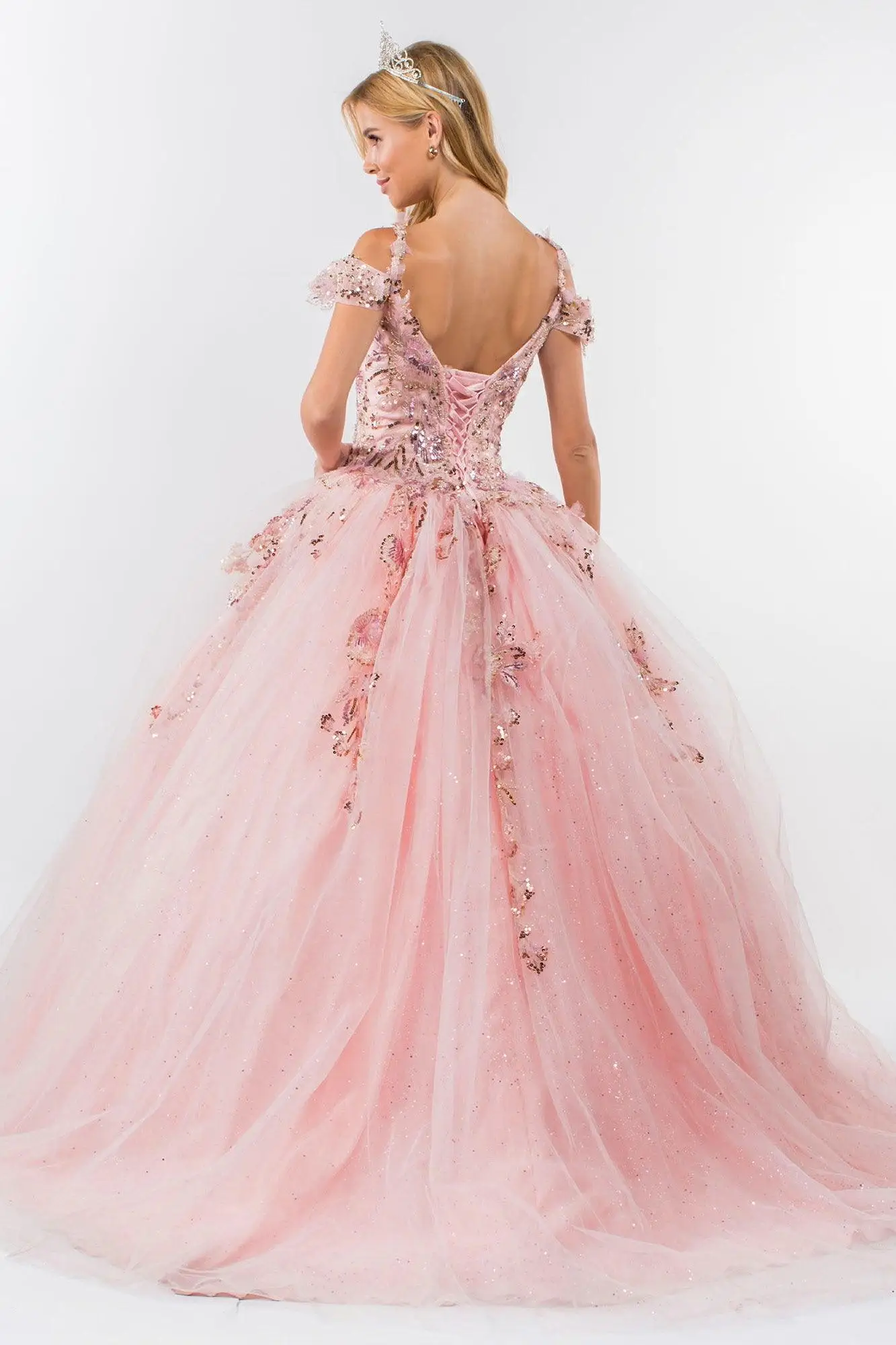 2024 3D Flowers Off the Shoulder Quinceanera Długa sukienka z cekinami Suknia balowa Słodkie i puszyste 15 Sukienki na przyjęcie z okazji ukończenia szkoły