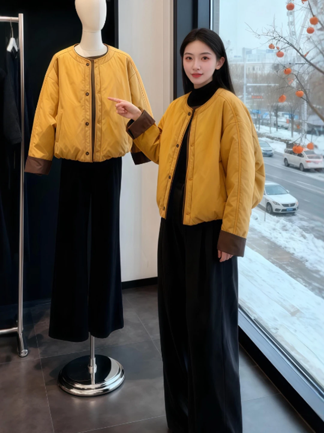 

Korean Sle ort Cotton Jaet Soft Faionable Cute Winter Outerwear for Small Figures Anti-Aging Trendy Button ket