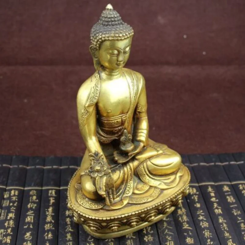 Large Tibet Tibetan brass Amitabha Medicine Buddha Padmapani Bronze Statue