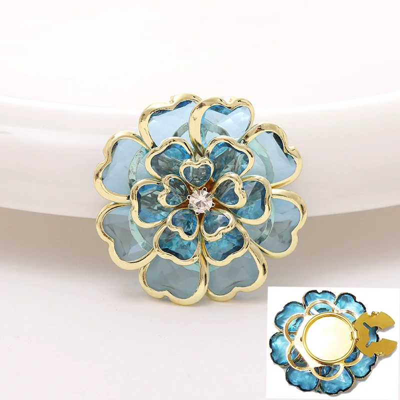 10 pièces/lot 37MM bouton à Clip pour chemise fleur strass bouton couverture LZY420-1