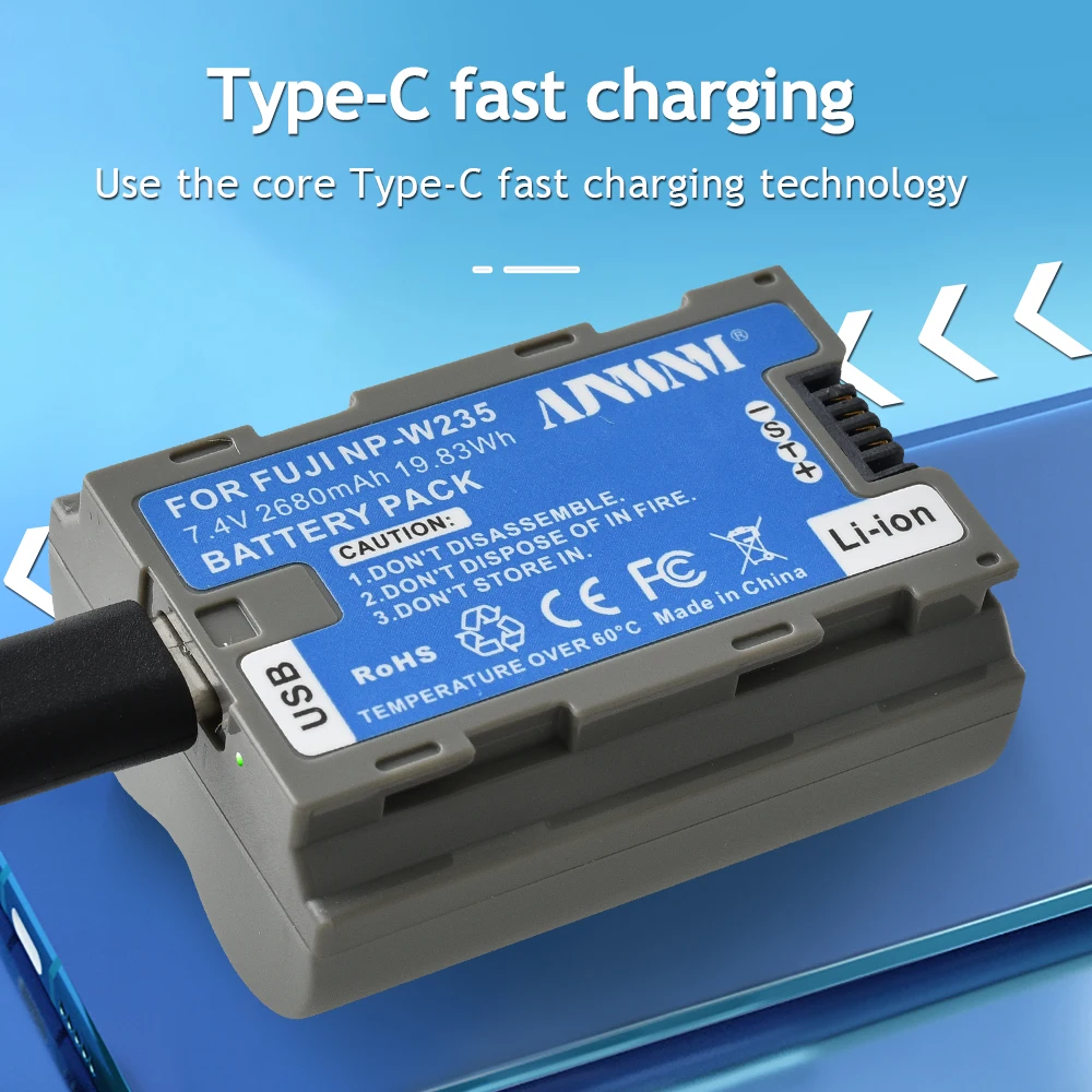 AJNWNM 2650mAh NP-W235 NPW235 بطارية الكاميرا NP W235 USB بطارية قابلة للشحن ل فوجي فيلم فوجي X-T5 XT4 X-T4 GFX100S GFX50S II