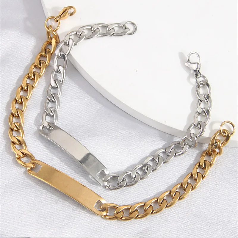 Fashion Hip Hop Stainless Steel Bracelet For Men Women Gold Silver Color Simple Style Unisex Couple Bracelet Jewelry