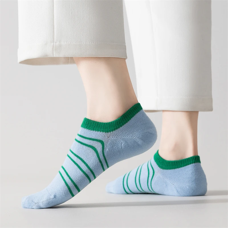 Women Socks Invisible Summer New Mixed-color Striped Women's Sock Slippers Breathable Shallow No Show Socks Silicone Anti-slip