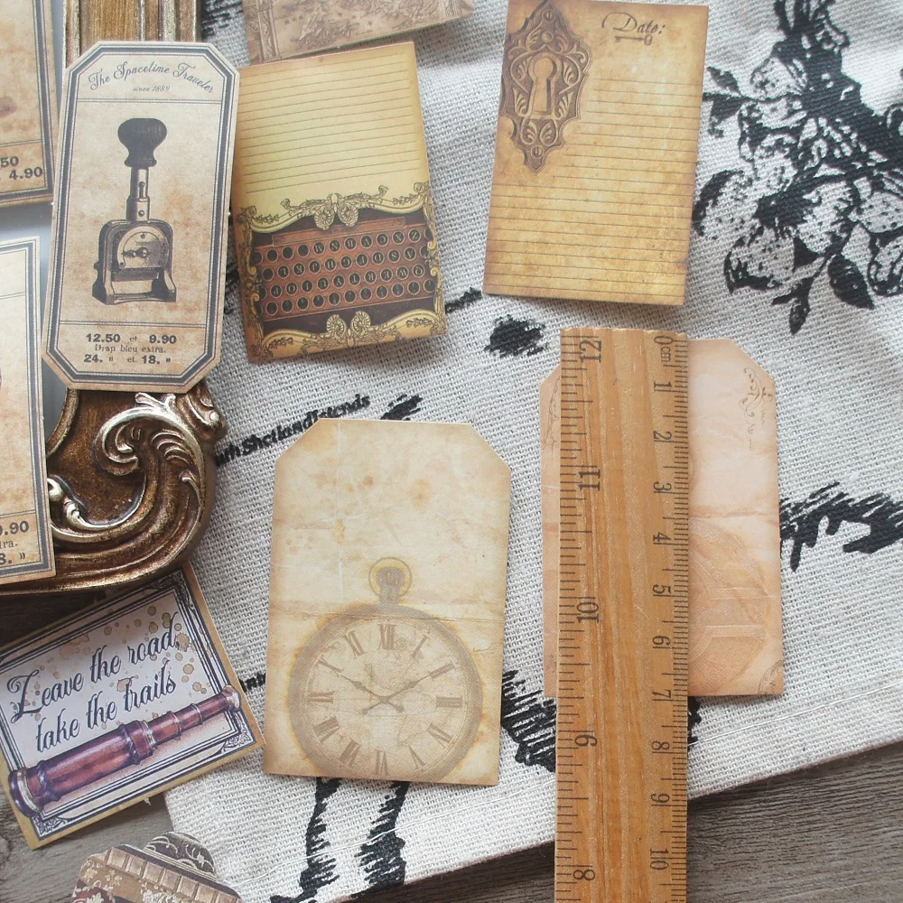 28pcs Vintage Old Book Page Map Tag Style Paper Sticker Scrapbooking DIY Gift Packing Label Decoration Tag