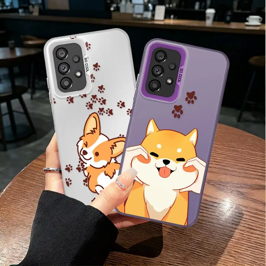 Corgi Puppy Paw Back Phone Cover Case for Samsung Galaxy A04 A05 A10 A20 A71 A50 A03 A56 A54 A06 A07 A51 A52 A72