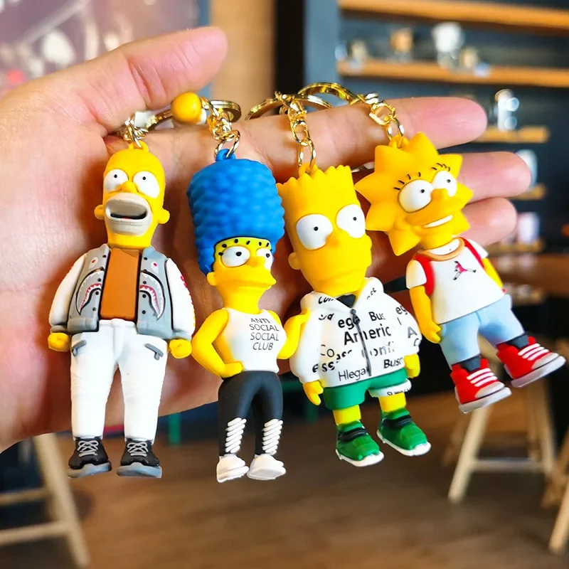LLavero de Anime The Simpsons, figura Kawaii de juguete, modelo de silicona, colgante, llavero, mochila de coche, llavero, accesorios de joyería, regalos