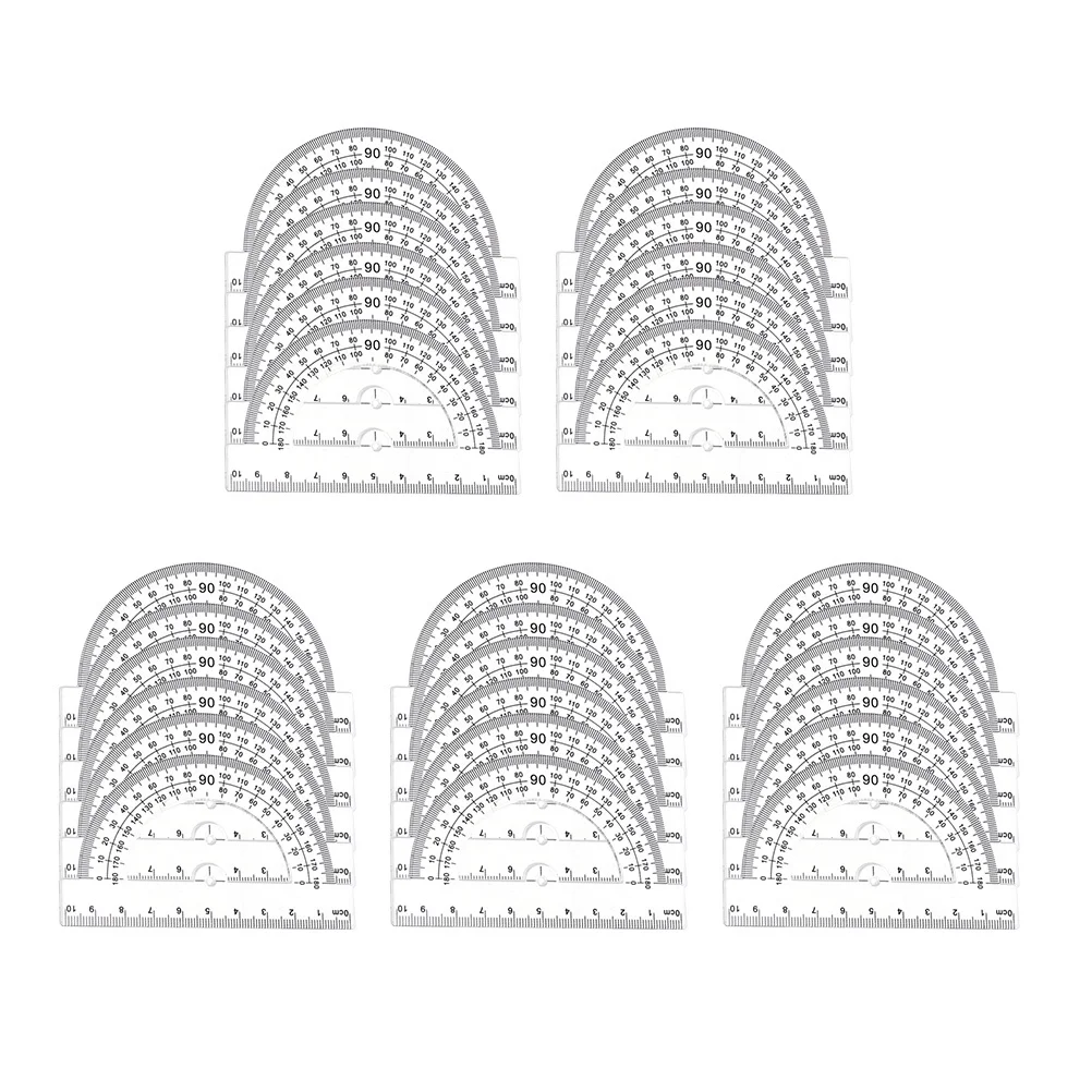 

30Pcs Plastic Protractor Clear 180 Degree Angle Measuring Tool for School Student Stationery Plastic Protractor