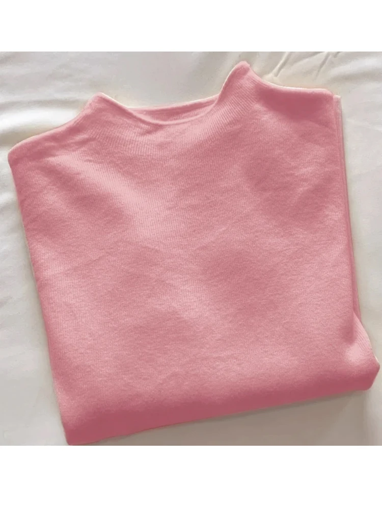 Women Long Sleeve Turtleneck Elegant Sweater Fall Korean Style Knitted Top Fashion Winter Casual Solid Color Casual Knitwear