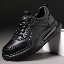 Fashion Luxury Genuine Leather Sneakers for Men Spring Autumn Soft-soled Men's Platform Shoes Designer Increase Sport Shoes Male