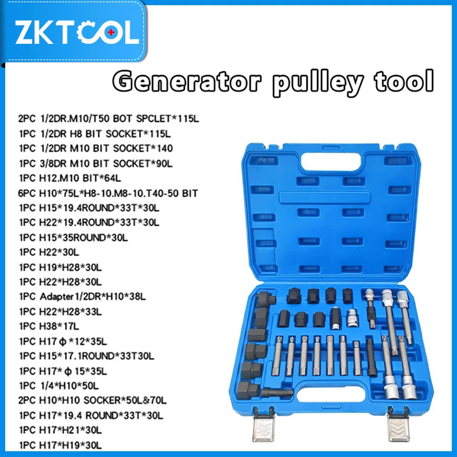 Alternator Pulley Tool Alternator Removal Tool Kit Center Bolt Remover Socket Wrench Tool Fits Most Cars