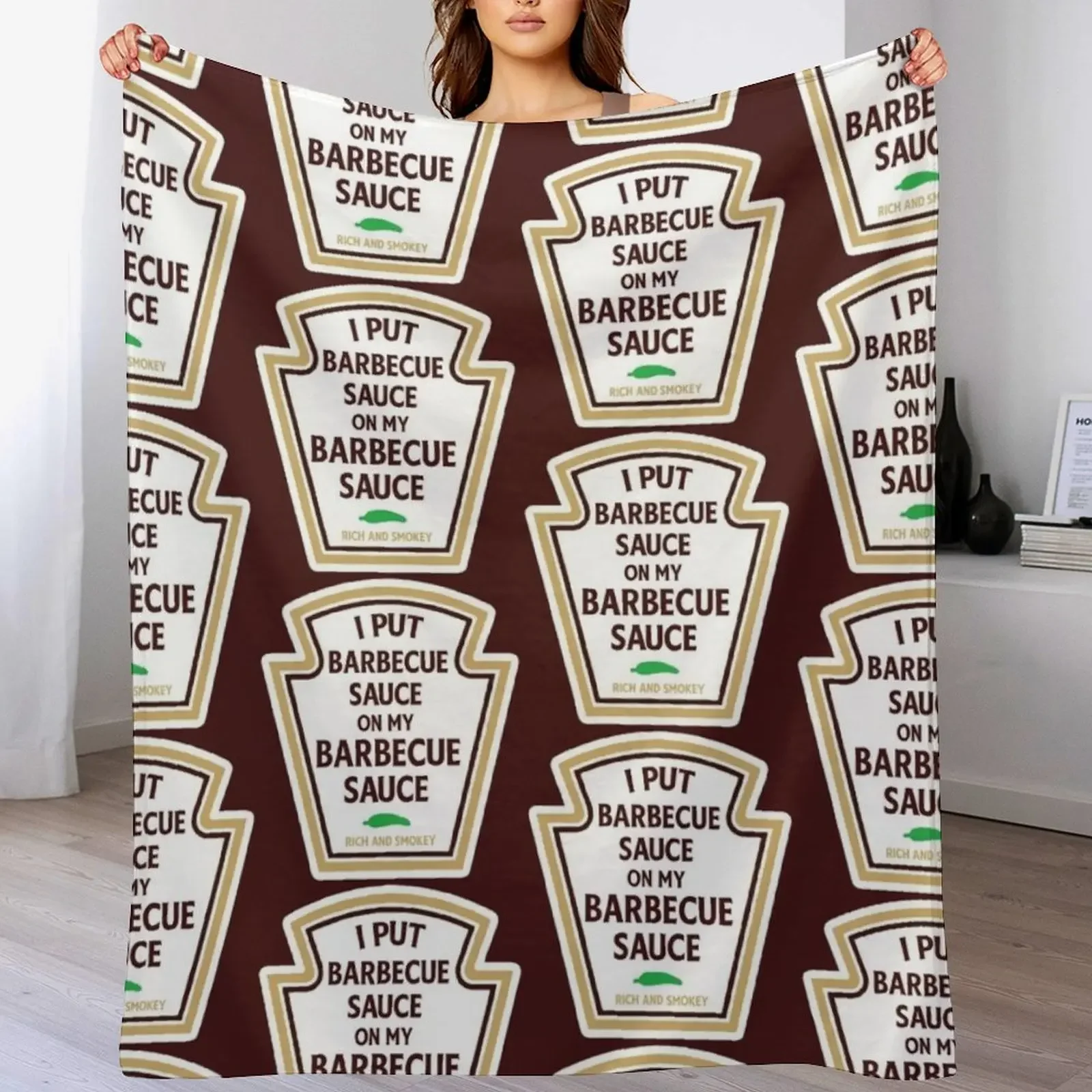 

I put barbecue sauce on my bbq sauce Throw Blanket Tourist funny gift Bed covers blankets and throws Blankets