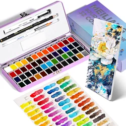 MEILIANG 52 Colors Solid Watercolor Paint Set Professional Travel Watercolor Pigment Art Supplies Suitable for Artist Students