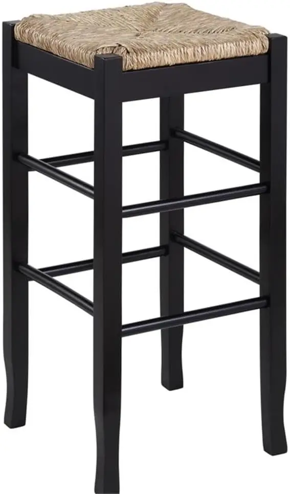 

Square Rush Backl Kitchen Bar Stool - Bla Brushed