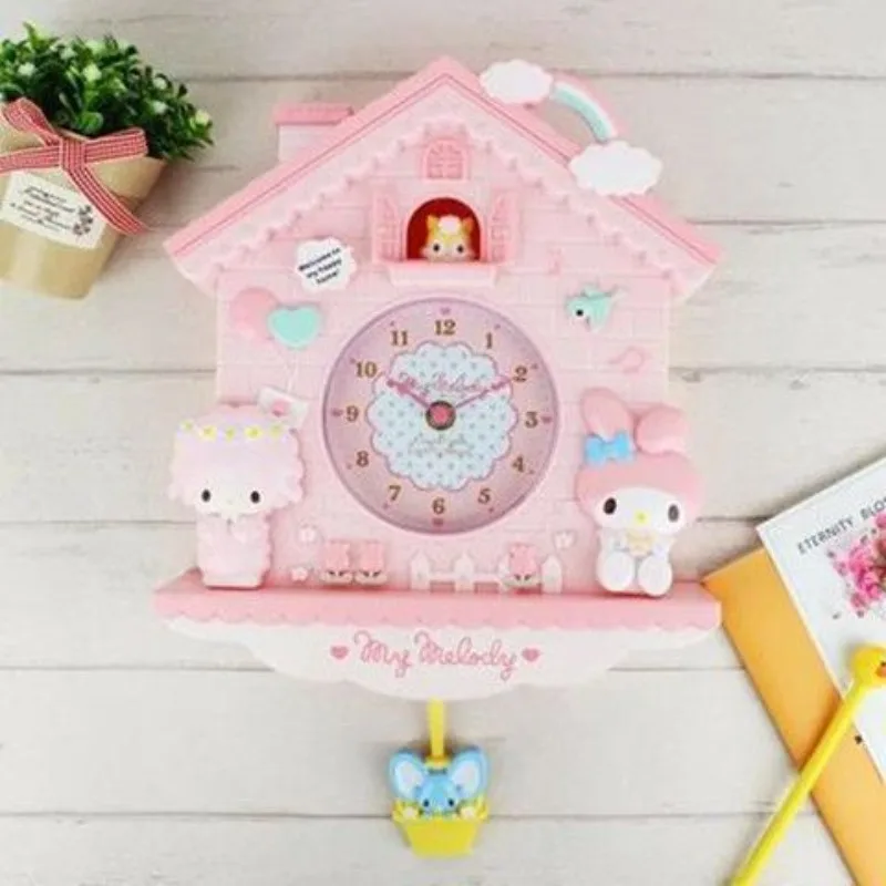 Sanrio New  Hello Kitty Kuromi My Melody Cinnamoroll Pompompurin Pochacco Clock Decoration Room Fashion Trend Cute Kawaii Anime view 3