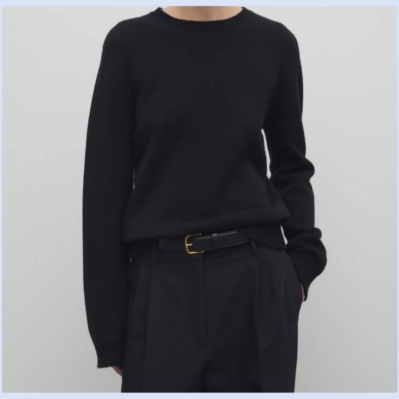 Women's niche minimalist style 25 year autumn and winter new loose and versatile pullover knitted wool top