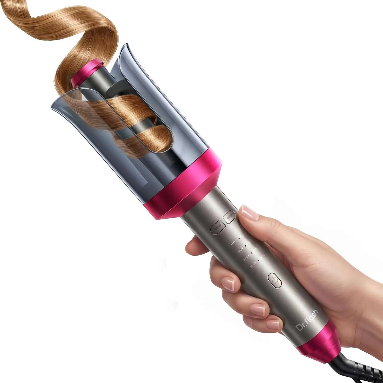 Automatic Curling Iron 1 Inch Rotating Ceramic Wand Fast Heat 4 Temp Settings Anti-Tangle Anti-Scald Dual Voltage