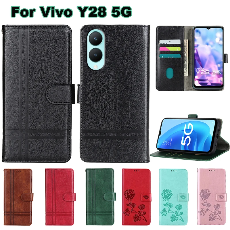 For чехол на Vivo Y28 5G Phone Cover Luxury Leather Capa Kickstand Funda Wallet Case For Carcasas Vivo Y28 5G V2315 Mujer Hoesje