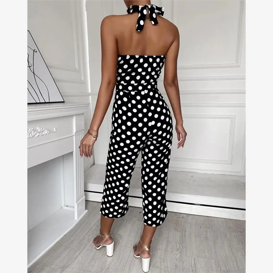 폴카 도트 수영복 하이웨이스트 점프수트 스트리트 스타일 여름 패션 여성 의류