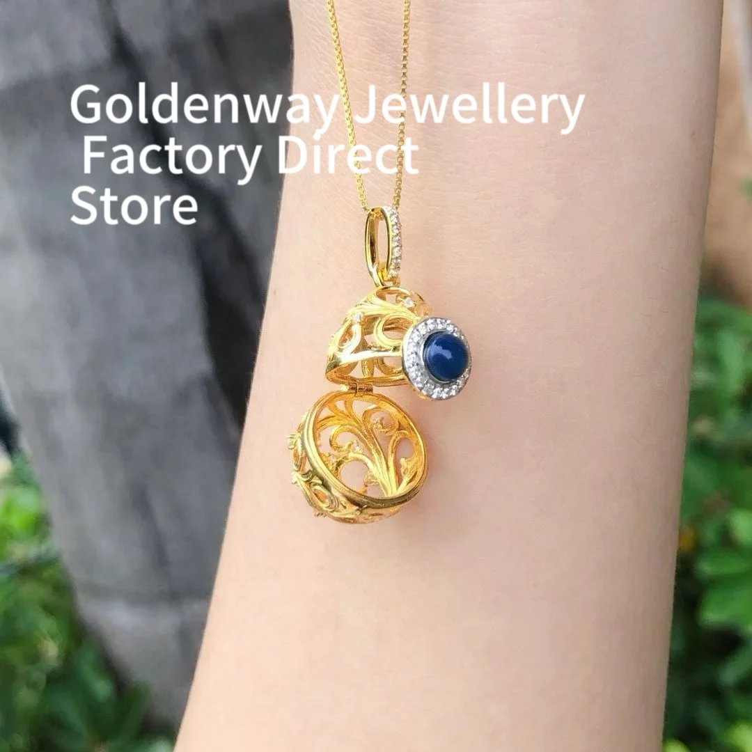 Certificate 925 Silver Natural Dominican Blue Amber Necklace Easter Egg Openable Pendant Multi-using Meaningful Jewelry For Kid