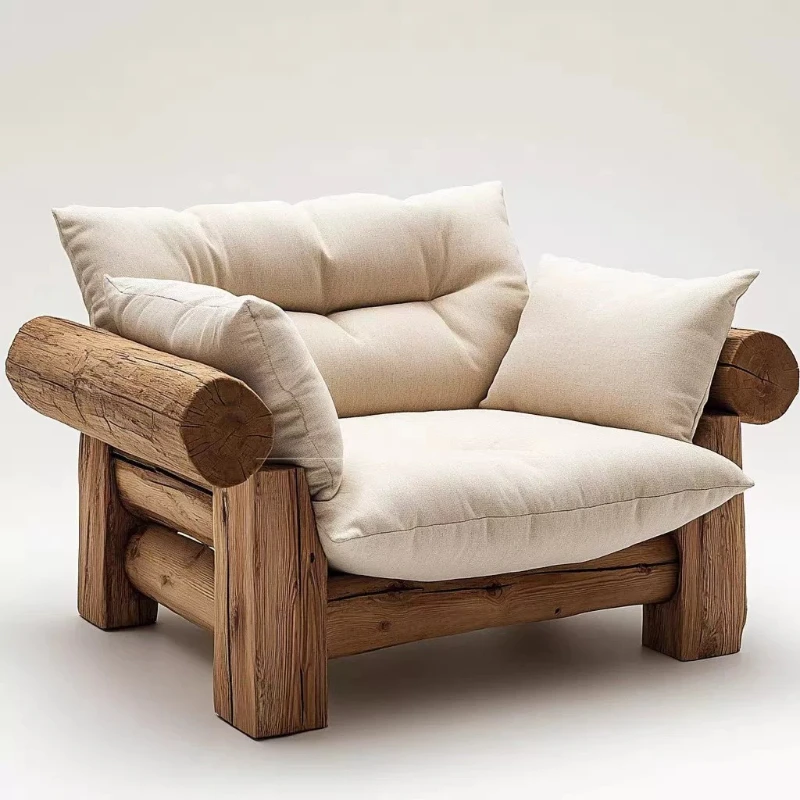 Sillones de Salón Relax Accent, Asientos de Madera, Sofá Único para Sala de Estar, Sillones Vintage para Lectura, Muebles para el Hogar