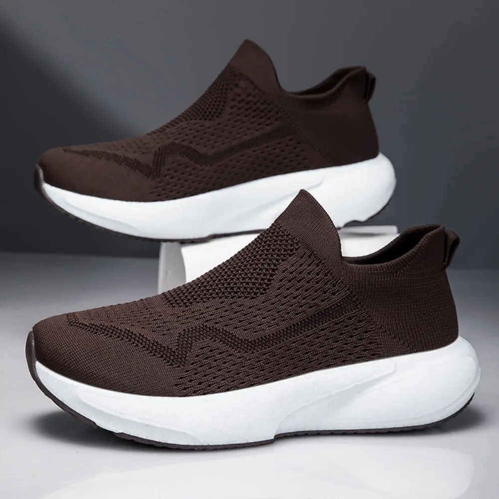 

Men's Breathable Mesh Slip-On Running Shoes Heightening Casual Sports Socks Shoes Large Size 45 Trendy Running Shoes