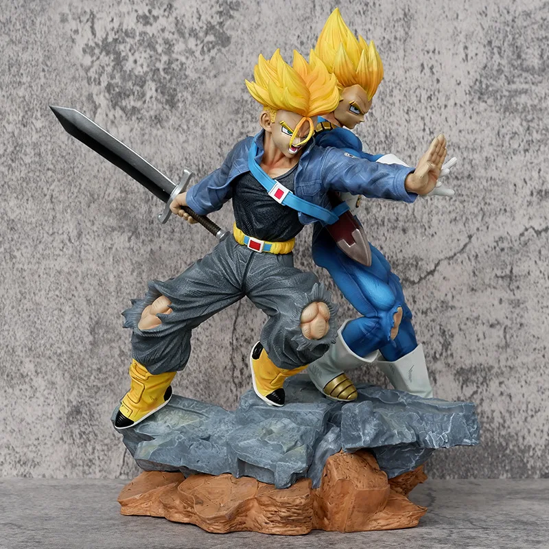 Anime Dragon Ball Z Super Saiyan Vegeta VS Trunks Battle Ver. GK PVC Action Figure Statue Collectible Model Kids Toys Doll Gifts