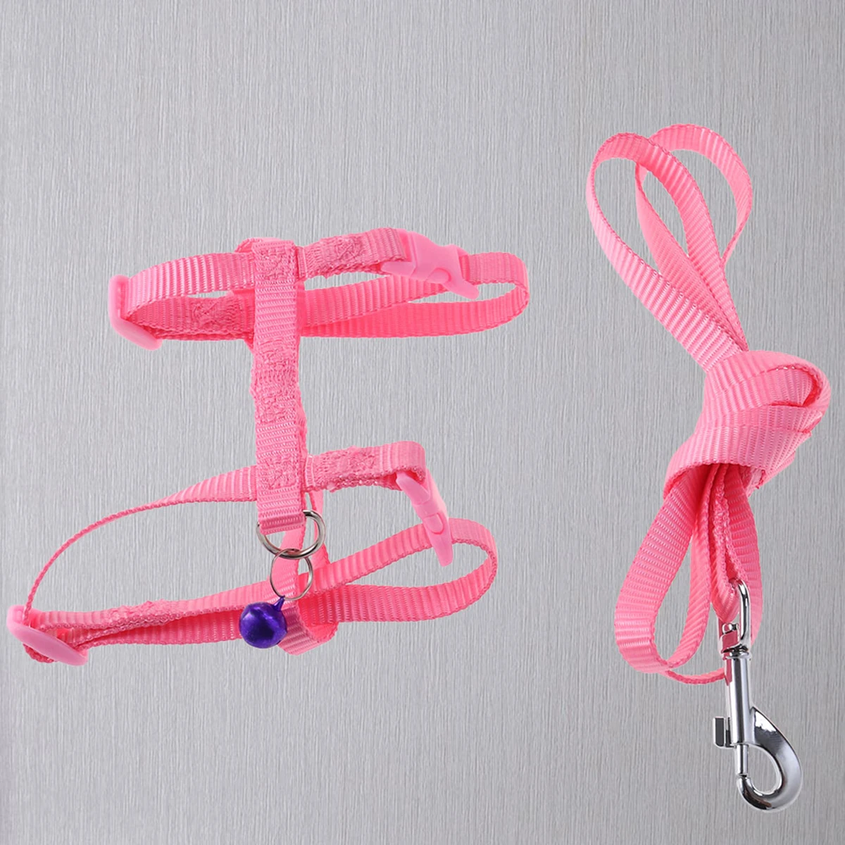 

Adjustable Pet Rabbit Walking Running Harness Leash Lead with Small Bell (Pink with Bell Color Random)