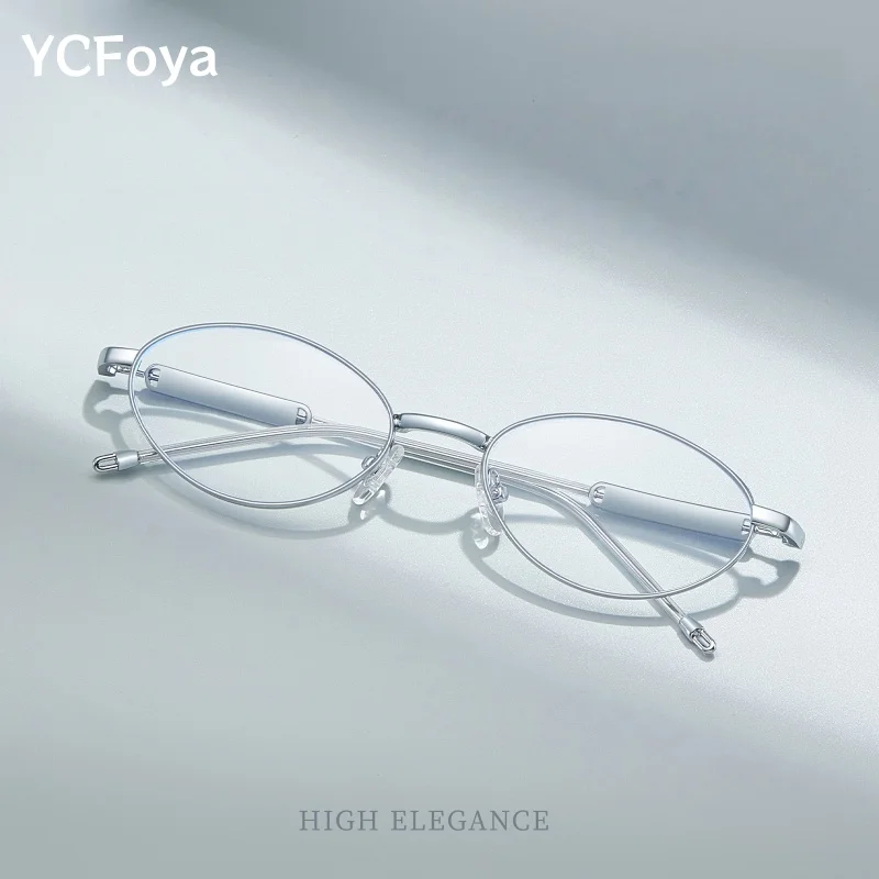 

YCFoya Vintage Oval Frame Women's Myopia Glasses Near Sight Korean Style Fashion Eyewear with Unique Styling Design GN0808