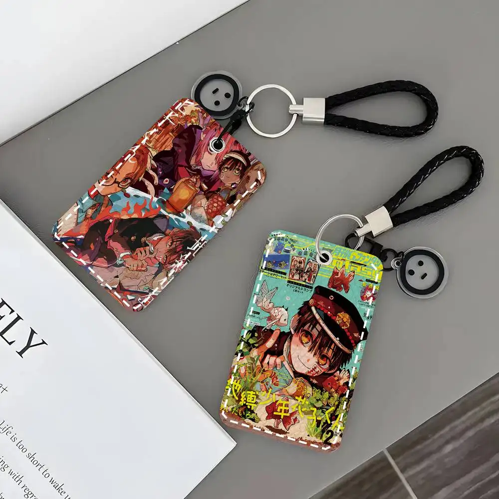 Toilet-bound Hanako-kun Japan Anime Card Case Keychain Access Card Bag Key Tag Ring Leather Card Holder Key Ring Access